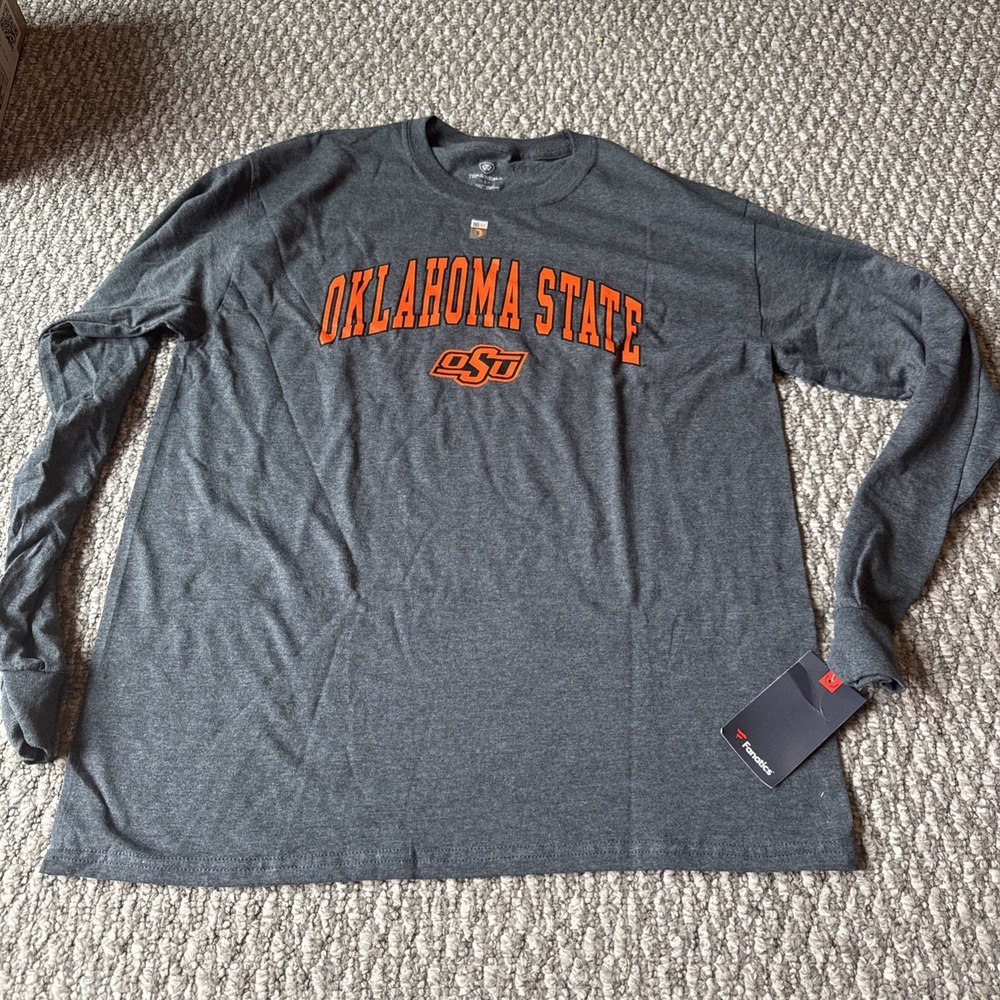 Oklahoma State Cowboys Fanatics Long Sleeve Cotton T-Shirt‎ Men L Grey Brand New